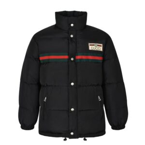 Gucci 23ss Red and green ribbon down jacket